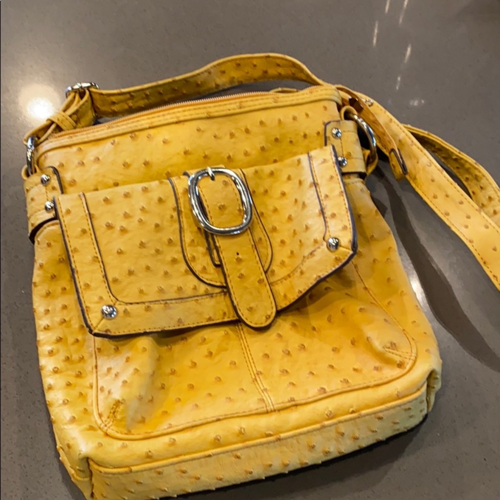Vegan Ostrich Gold Crossbody